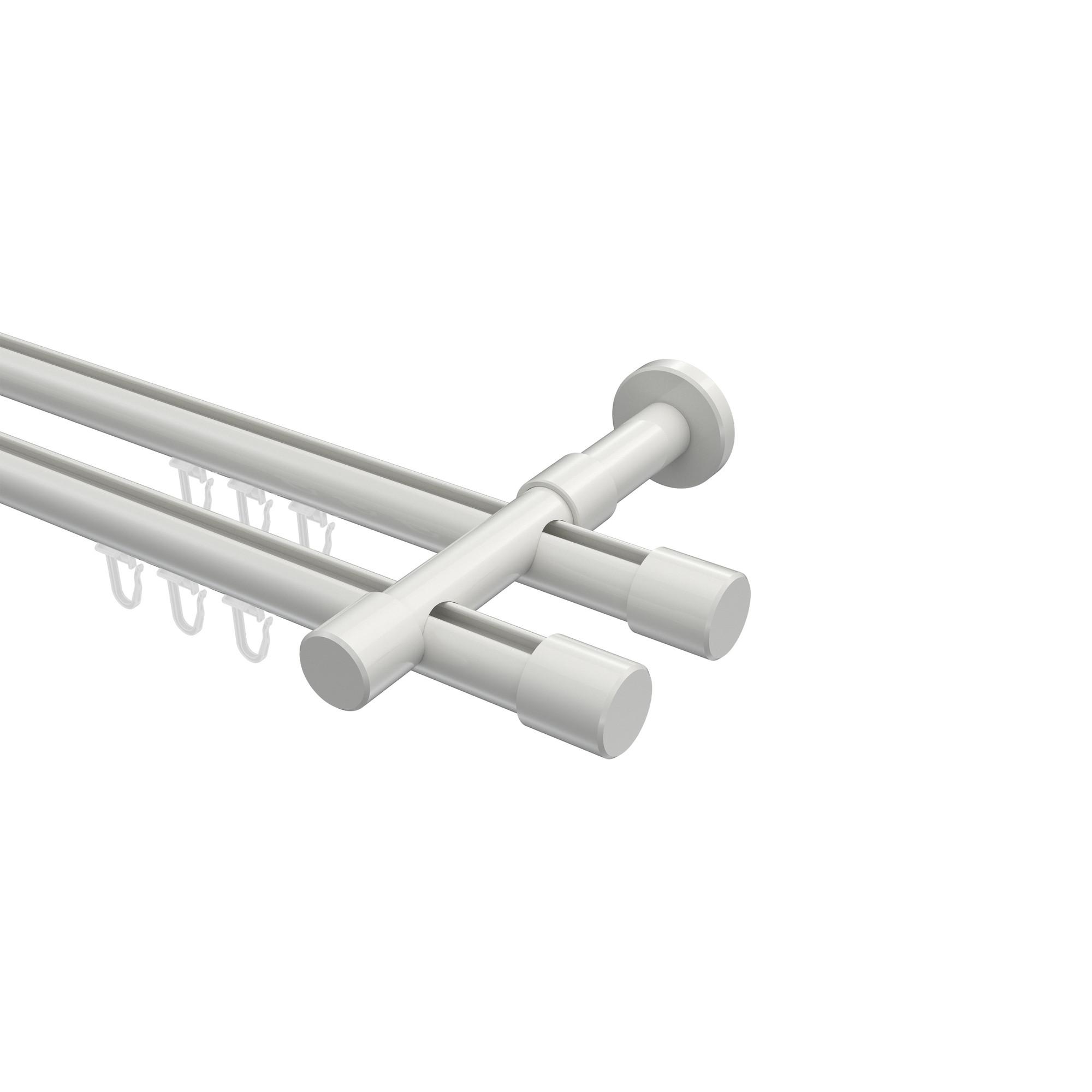 GARDINENSTANGE INNENLAUF Prestige Santo 520 cm (geteilt in 4 x 130 cm), 2-läufig, 20 mm Ø Weiß - Weiß, Metall (520cm) - INTERDECO