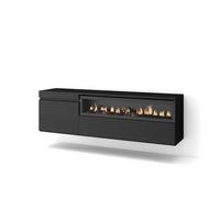 TV-SCHRANK mit Elektrokamin, schwarz, Hängend, 150/35/45cm - Schwarz, Holzwerkstoff (150/45/35cm) - Skraut Home