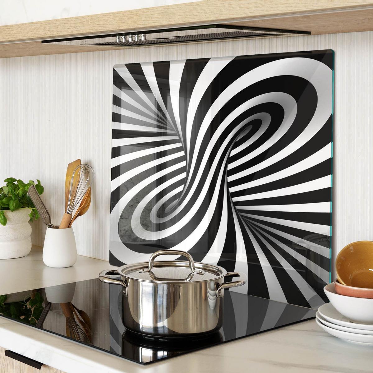 GLASPLATTE 60x52 cm Wirbelabstraktion - Schwarz, Glas (60/0.4/52cm) - TULUP