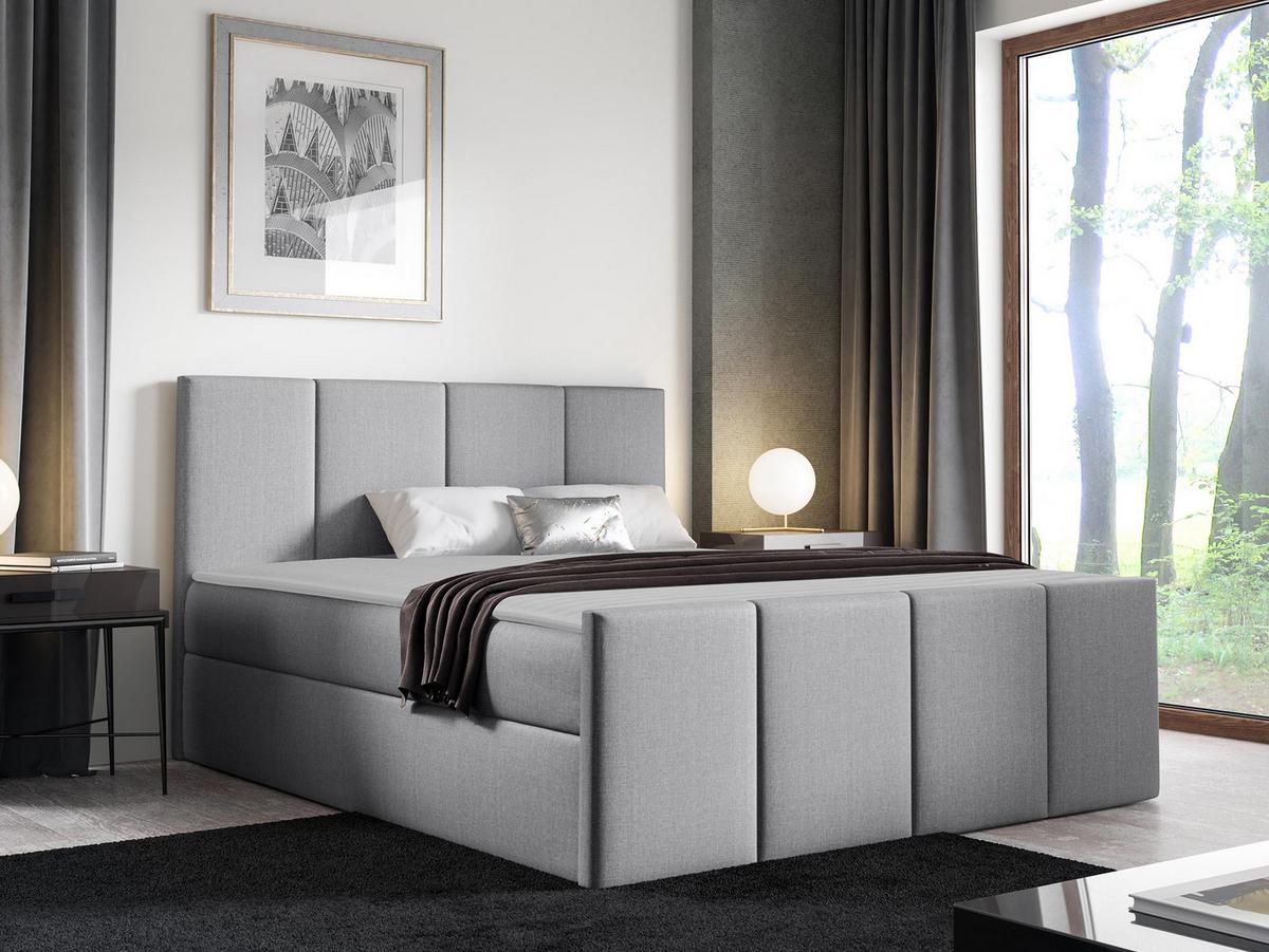 BOXBETT Lars - H3 - Hellgrau, Holz (160/200cm) - MIRJAN24