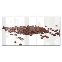 WANDUHR aus Glas 60x30 cm - Kaffeebohnen - Braun, Glas (60/30/0.4cm) - TULUP