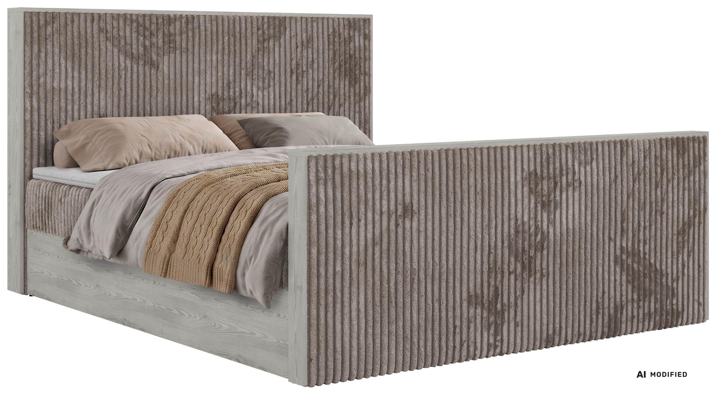 BOXBETT NORDIC DUO 180/200 - Hellbraun Cord - Topper Visco - H4 - Hellbraun/Schwarz, Kunststoff/Textil (180/200cm) - MKS