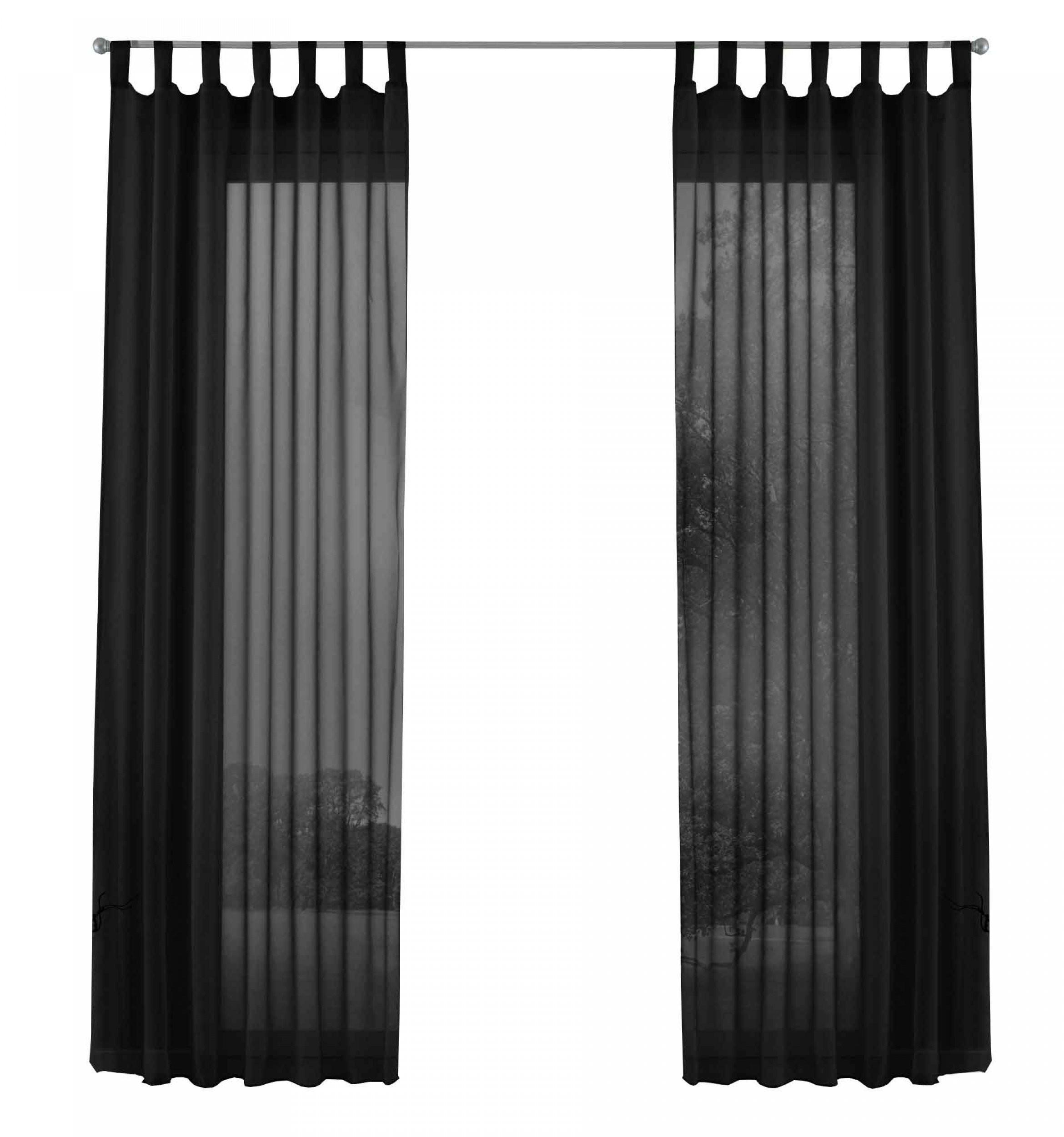 SCHLAUFENGARDINEN Voile 2er Set 225x140 cm Schwarz - Schwarz, Textil (140/225cm) - Gardinenbox.eu