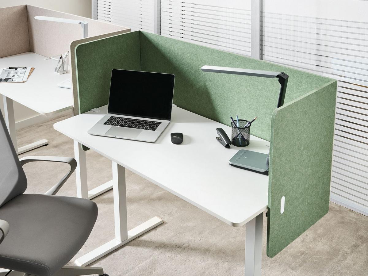 SCHREIBTISCHTRENNWAND 210/61 cm Grün Soloa - Grün, Textil (210/61/1cm) - Beliani