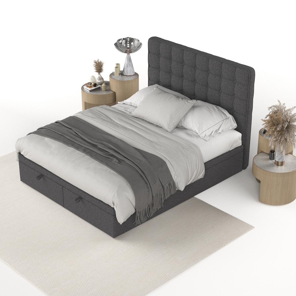 POLSTERBETT Celestia mit Stauraum 160/200 cm Anthrazit im Megan Stoff - Anthrazit/Schwarz, Holz/Holzwerkstoff (160/200cm) - AltaBeds