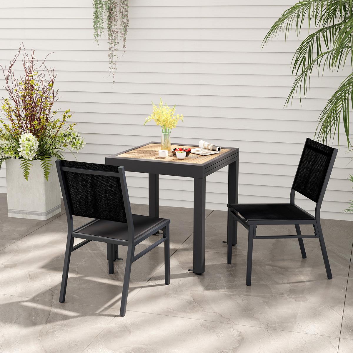 TERRASSENSTUHL Schwarz(2er-Set) - Schwarz, Metall (60/87/45cm) - COSTWAY