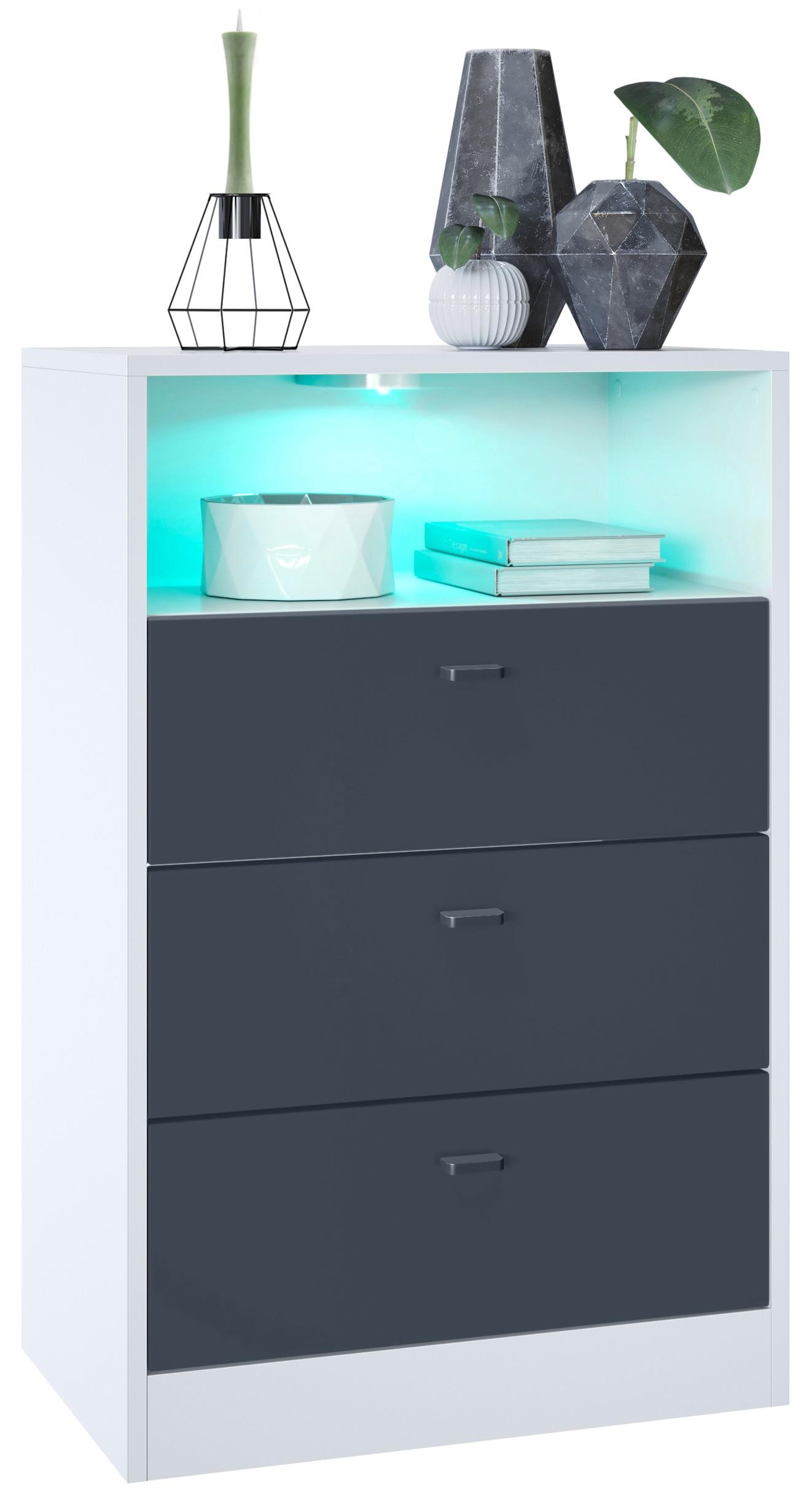 KOMMODE Pino Fronten in Anthrazit matt - Dunkelgrau/Anthrazit, Holzwerkstoff (56/86.5/36cm) - Vladon