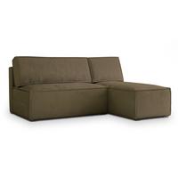 ECKSOFA BRISO M Beige Velours-Stoff mit Schlaffunktion - Beige/Grau, Holz/Kunststoff (200/140cm) - MASSENO