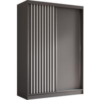 SCHWEBETÜRENSCHRANK Cabinio Grau Weiß 150/216/61 cm – Modern, mit Lamellen - Weiß/Grau, Holzwerkstoff/Kunststoff (150/216.1/61cm) - AX Living