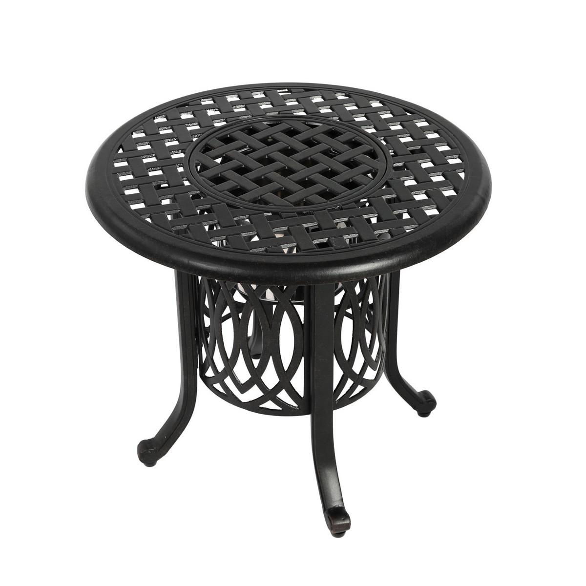 GARTEN-BISTROTISCH 55 cm Bronze Aluminium Outdoor Beistelltisch mit integriertem Eiseimer für Terrasse & Balkon - Bronzefarben, Metall (55/55/49cm) - Urban Meuble