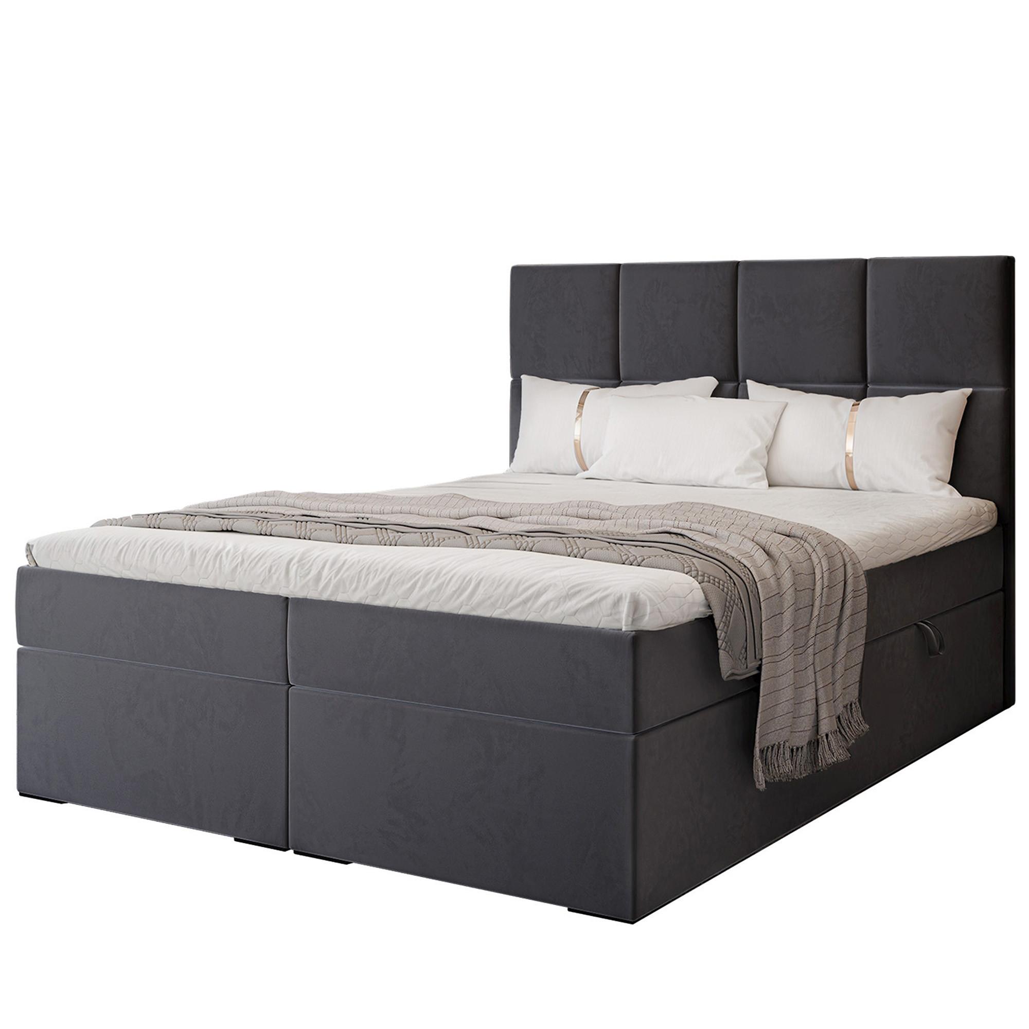 BOXBETT 120x200 cm mit Topper - Anthrazit, Textil (160/200cm) - Idohome