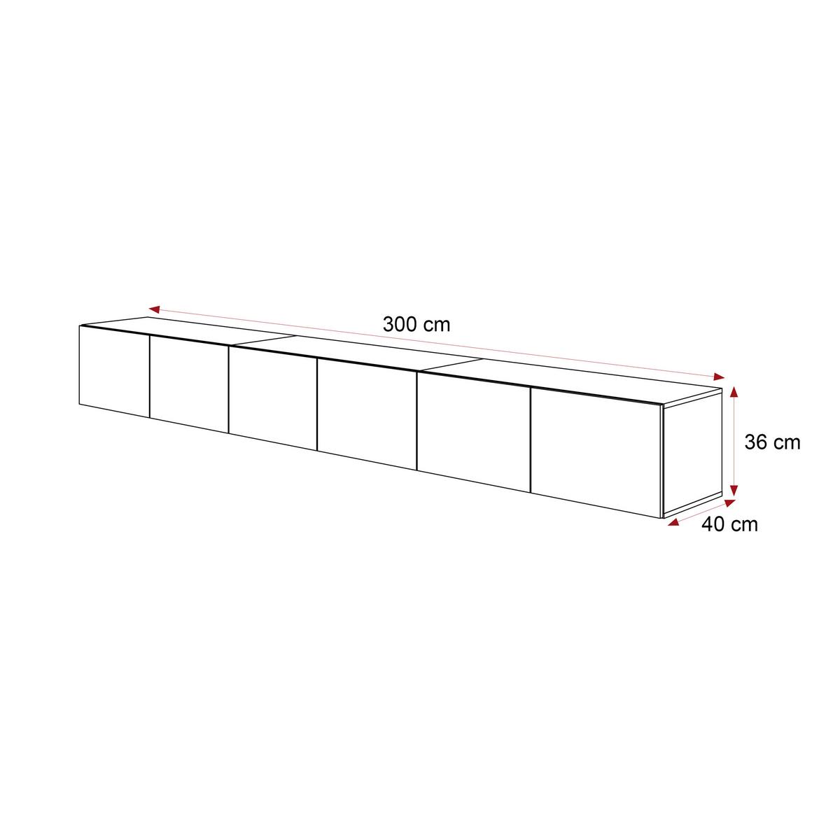 TV-LOWBOARD weiß hochglanz, hängend mit LED-Beleuchtung - Weiß Hochglanz, Holzwerkstoff (300/36/40cm) - Idohome