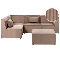 ECKSOFA Modul 4-Sitzer rechtsseitig Sandbeige Cord mit Ottomane Lemvig - Sandfarben/Beige, Textil (250/166cm) - Beliani