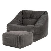 SITZSACK Cord Sessel Natalia mit Hocker - Grau, Textil (97/73/84cm) - icon