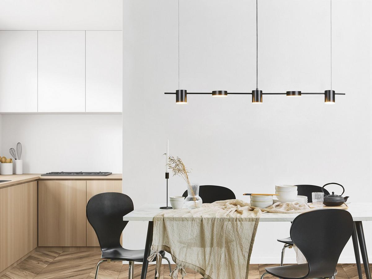 HÄNGELEUCHTE Sestra 10/120/120 cm - Schwarz, Metall (10/120/120cm) - Beliani