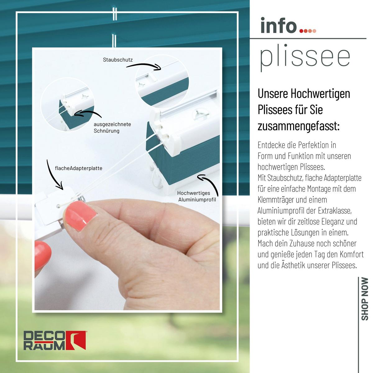 PLISSEE Basic 70 x 210cm Klemmfix ohne Bohren - Petrol, Textil (70/210cm) - Deco-Raum