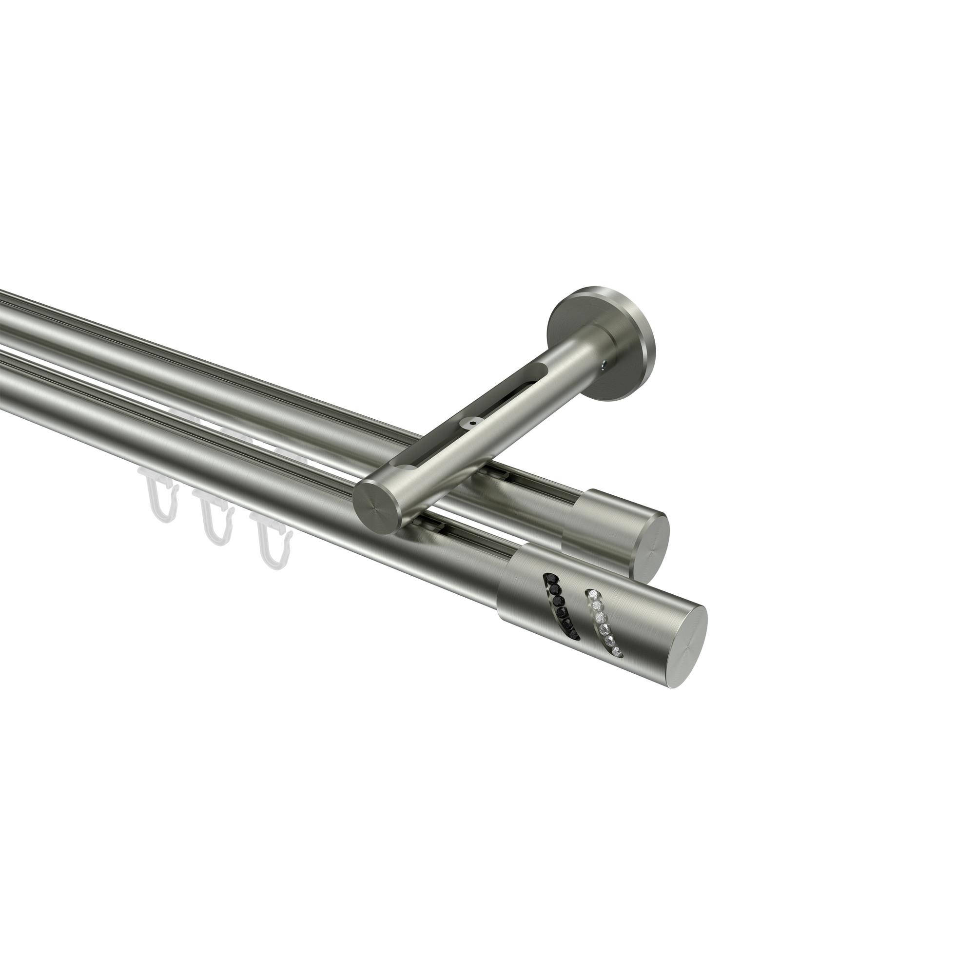 GARDINENSTANGE INNENLAUF Siteno Zoena 180 cm, 2-läufig, 20 mm Ø Edelstahl-Optik - Edelstahlfarben, Metall (180cm) - INTERDECO