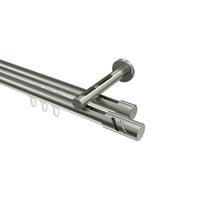 GARDINENSTANGE INNENLAUF Siteno Zoena 180 cm, 2-läufig, 20 mm Ø Edelstahl-Optik - Edelstahlfarben, Metall (180cm) - INTERDECO