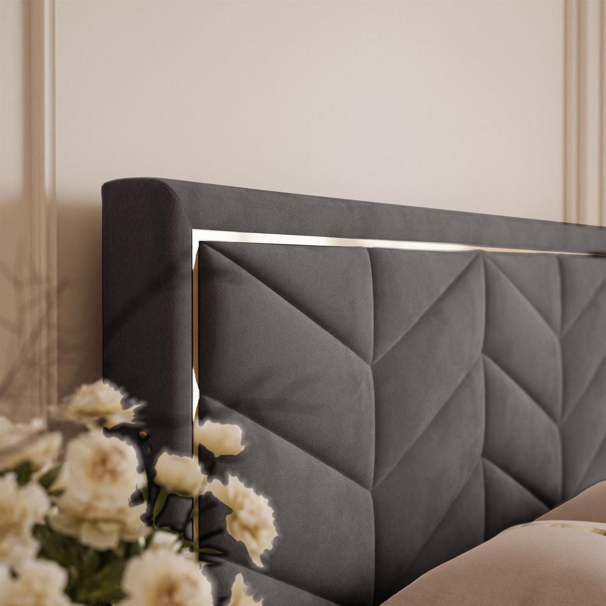 POLSTERBETT AURORA 140x200 mit Bettkasten Jasmine 96 - Grau, Textil (140/200cm) - Lookway