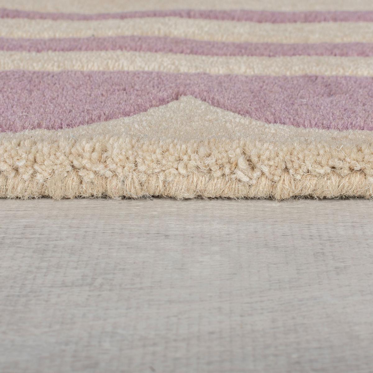 WOLLTEPPICH WENSUM, mit grafischem Muster mit Rahmen, Lila-Beige, Ø 120 cm - Lila, Textil (120/120cm) - KADIMA DESIGN