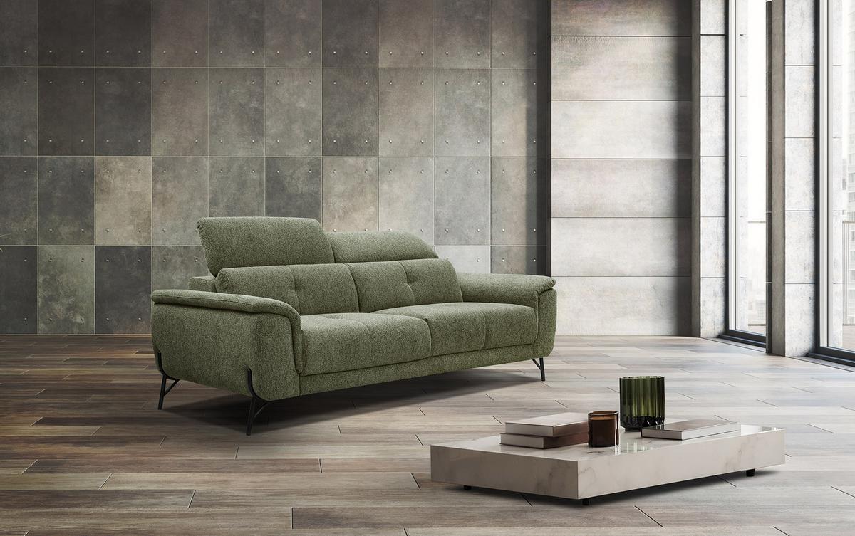 SOFA AVENA 3-Sitzer, olivgrün - Olivgrün, Holzwerkstoff/Textil (204/80/108cm) - Wozimo