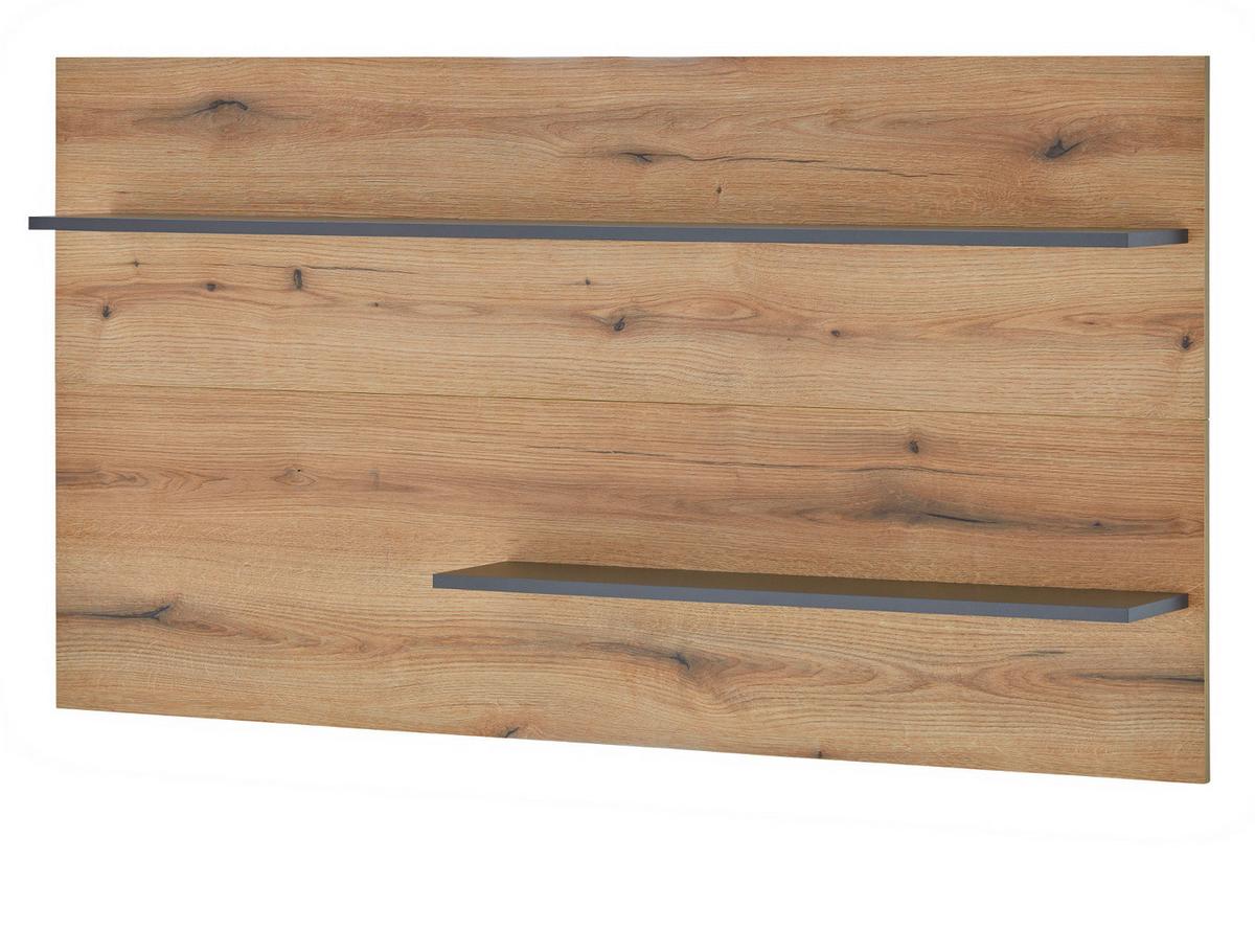 WANDPANEEL Evoke Eiche, grau 155 cm, Wandregal inklusive Beleuchtung - Eichefarben/Grau, Holzwerkstoff/Metall (155/80/20cm) - Furn.Design