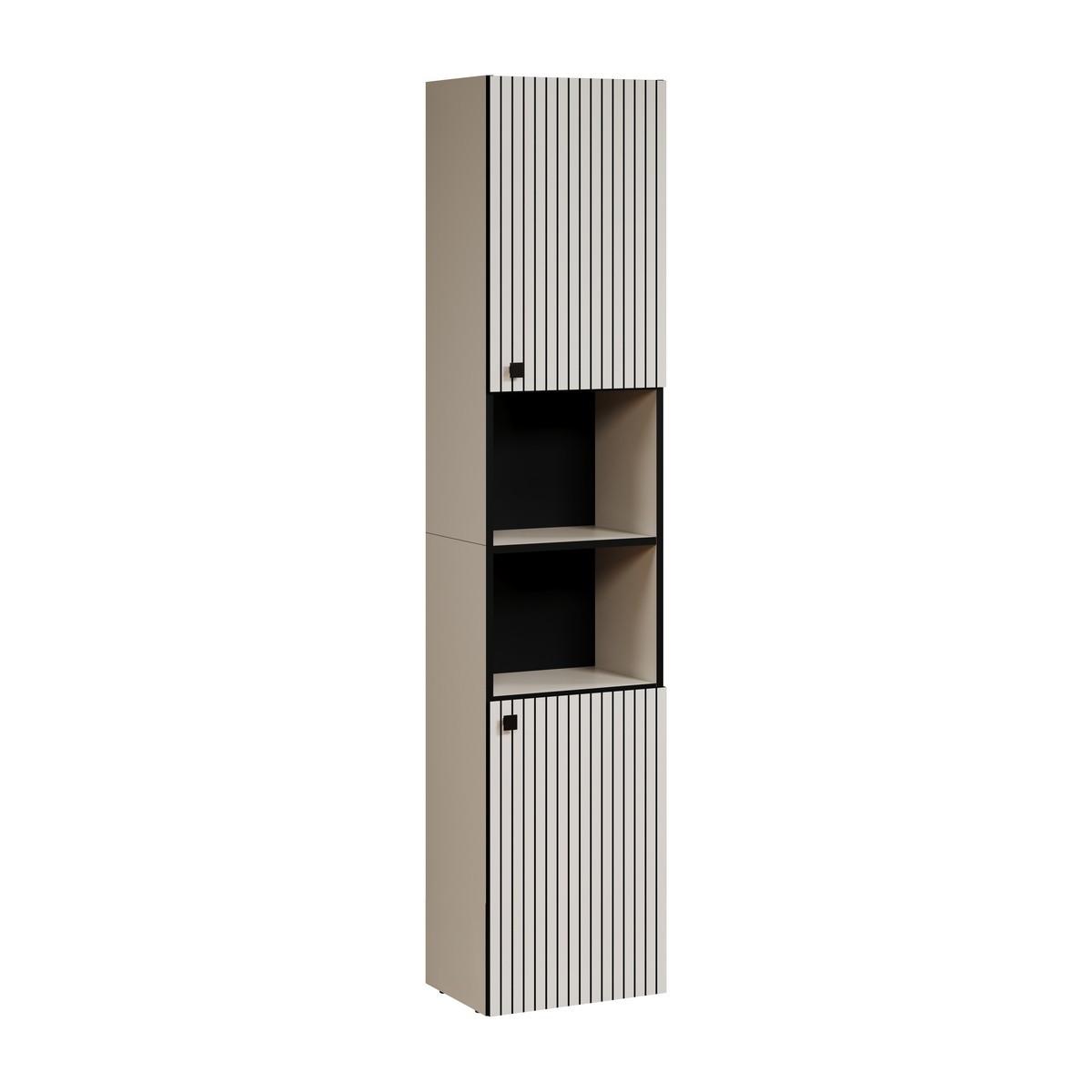 BADEZIMMERSÄULE mit Rillen, 2 Türen und 2 Fächern - purebliss 112/15/44,5 cm - Hellgrau, Holzwerkstoff (40/186/31cm) - Trendteam