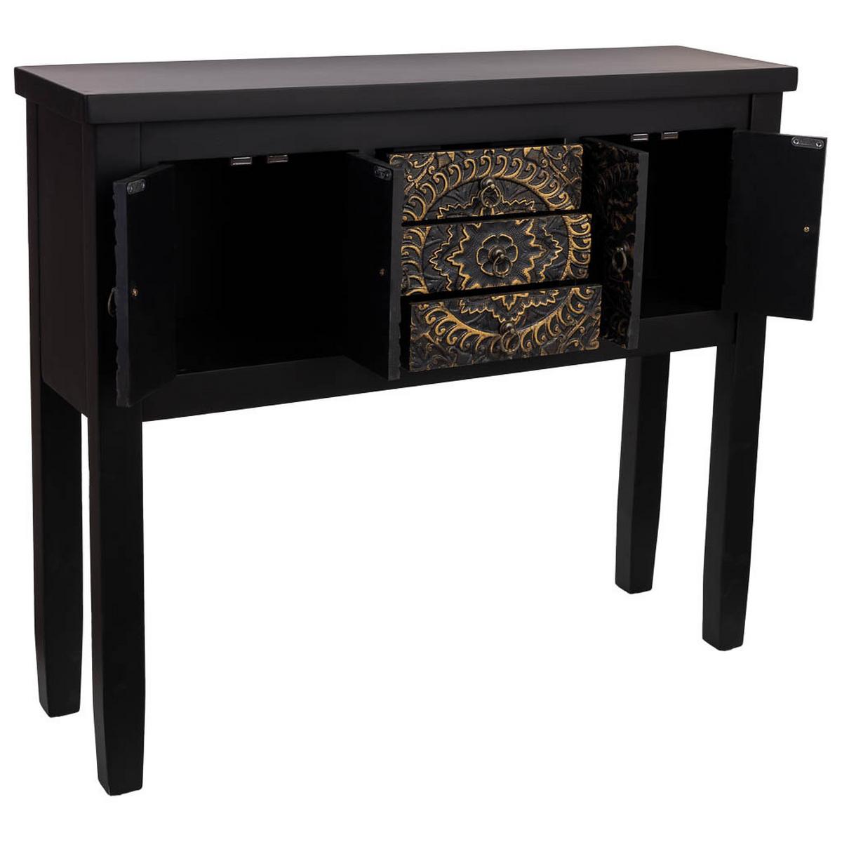 KONSOLE aus Holz 95x26x80 cm - Schwarz, Holz (26/95/80cm) - Wanderlust