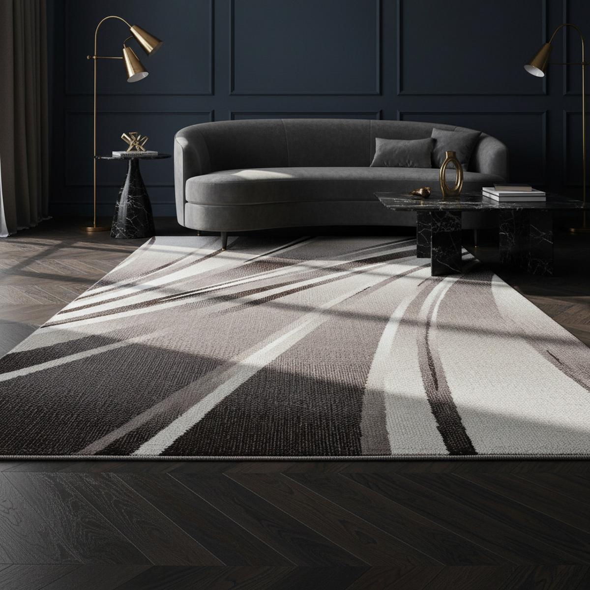 KURZFLORTEPPICH DRAU, mit abstraktem Wellenmuster, Braun, 120 x 170 cm - Braun, Textil (120/170cm) - KADIMA DESIGN