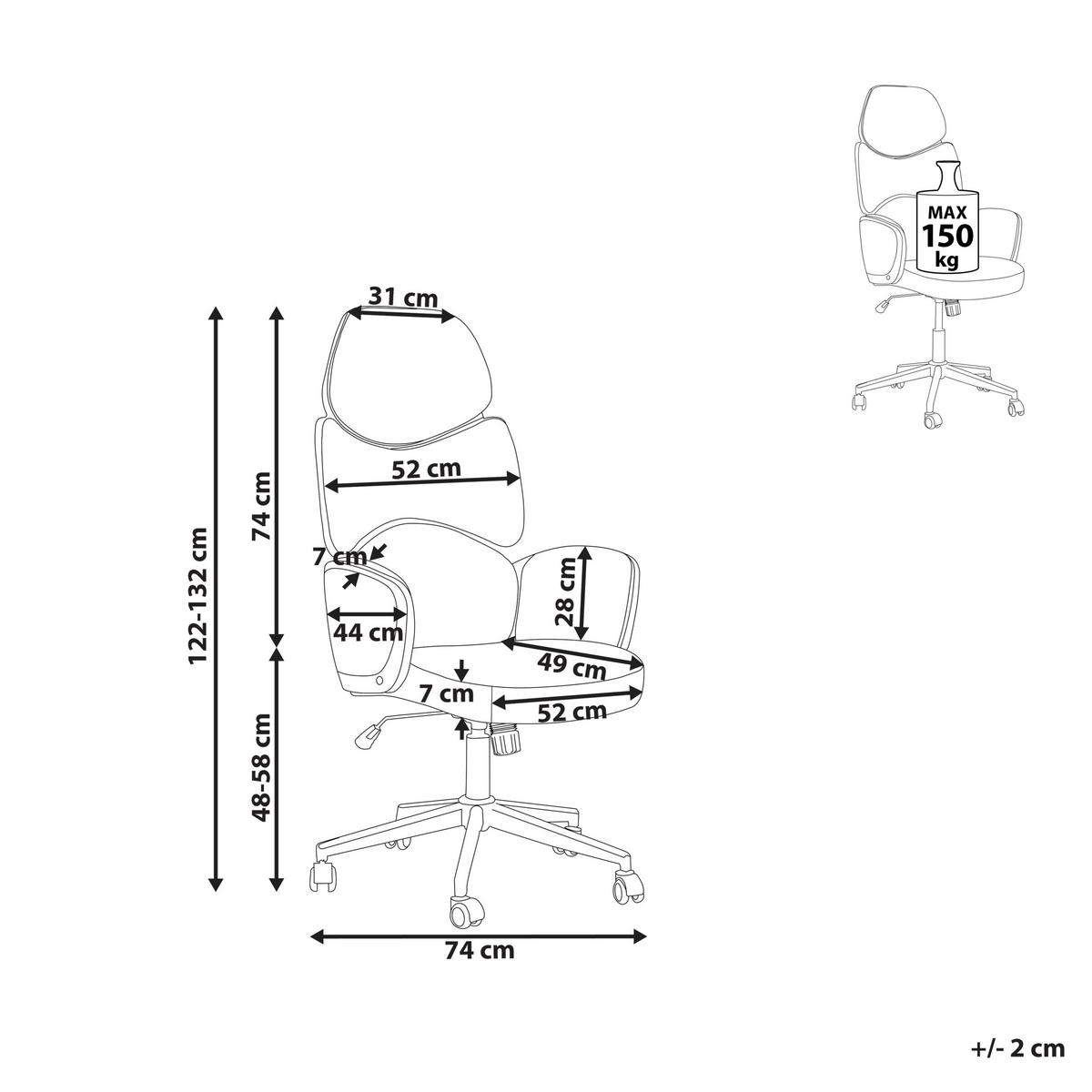 BÜROSTUHL Kunststoff Grau Splendid - Grau, Kunststoff/Textil (74/118/49cm) - Beliani