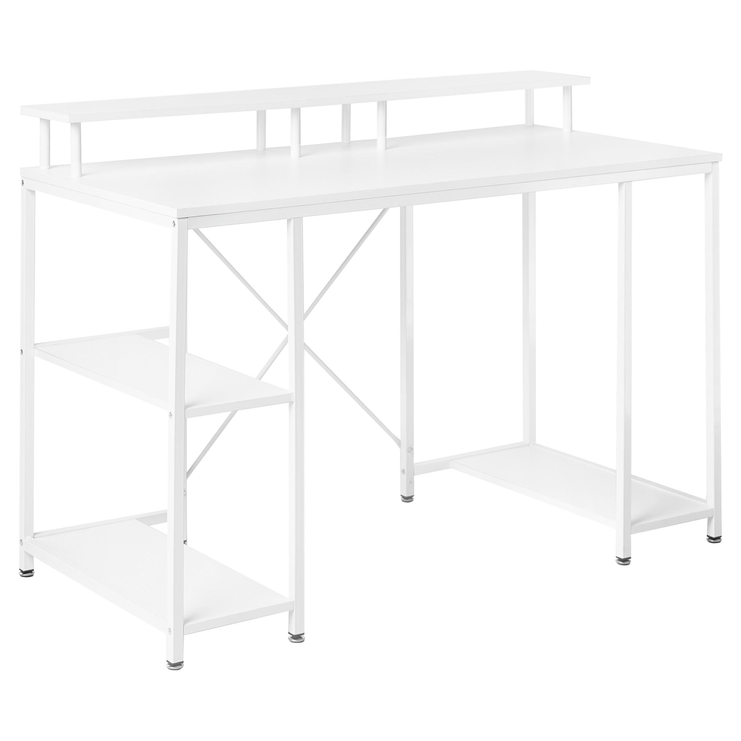 SCHREIBTISCH Weiß 120/60 cm mit Fächern Caddo - Weiß, Holzwerkstoff (60/120/86cm) - Beliani