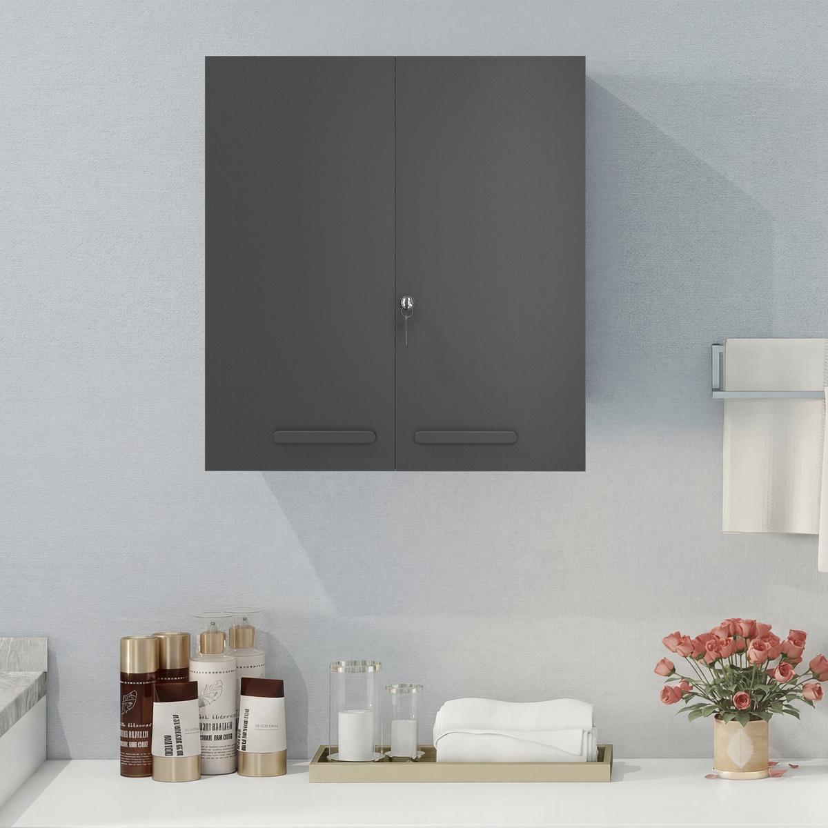 MEDIZINSCHRANK Kaltgewalzter-Stahl Schwarz - Schwarz, Metall (18/60/55cm) - Kleankin