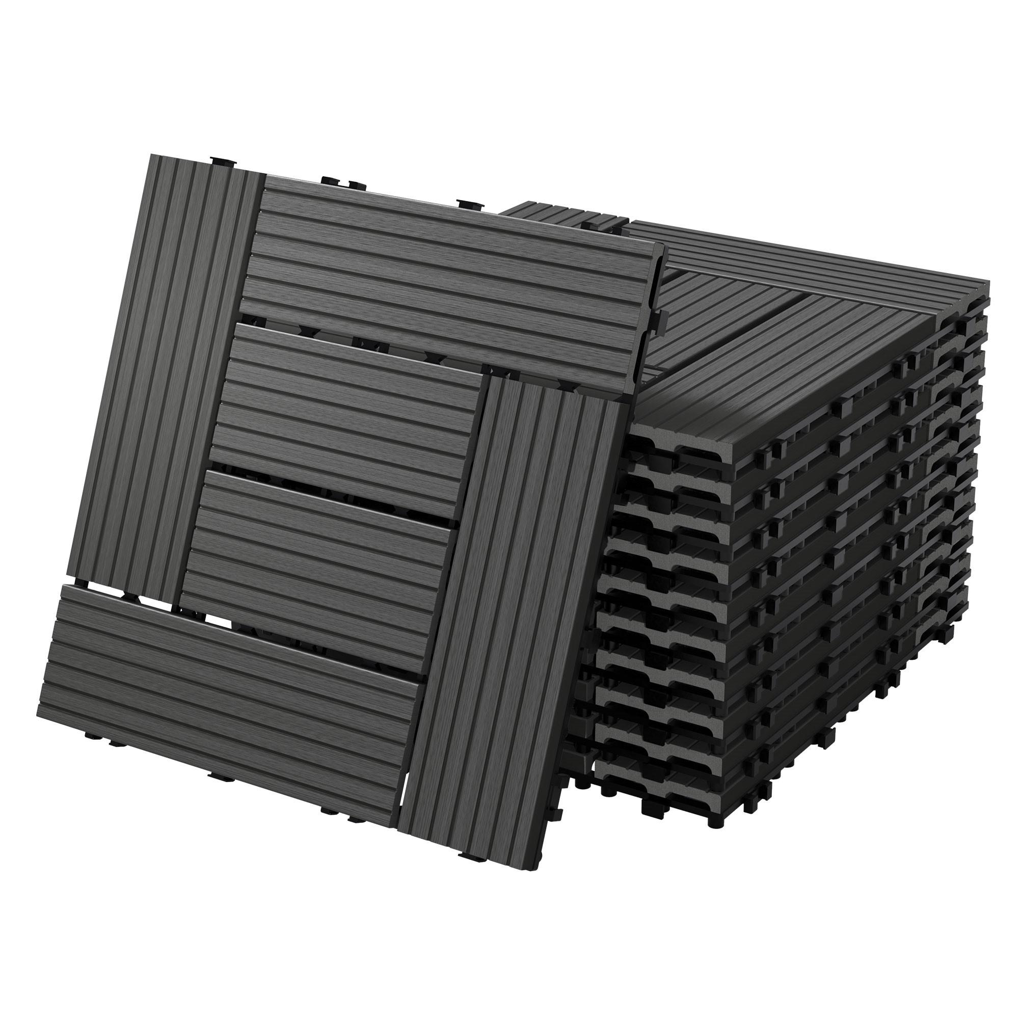 TERRASSENFLIESE Anthrazit 55 Stück - Anthrazit, Holzwerkstoff (30/30/2cm) - ECD-Germany