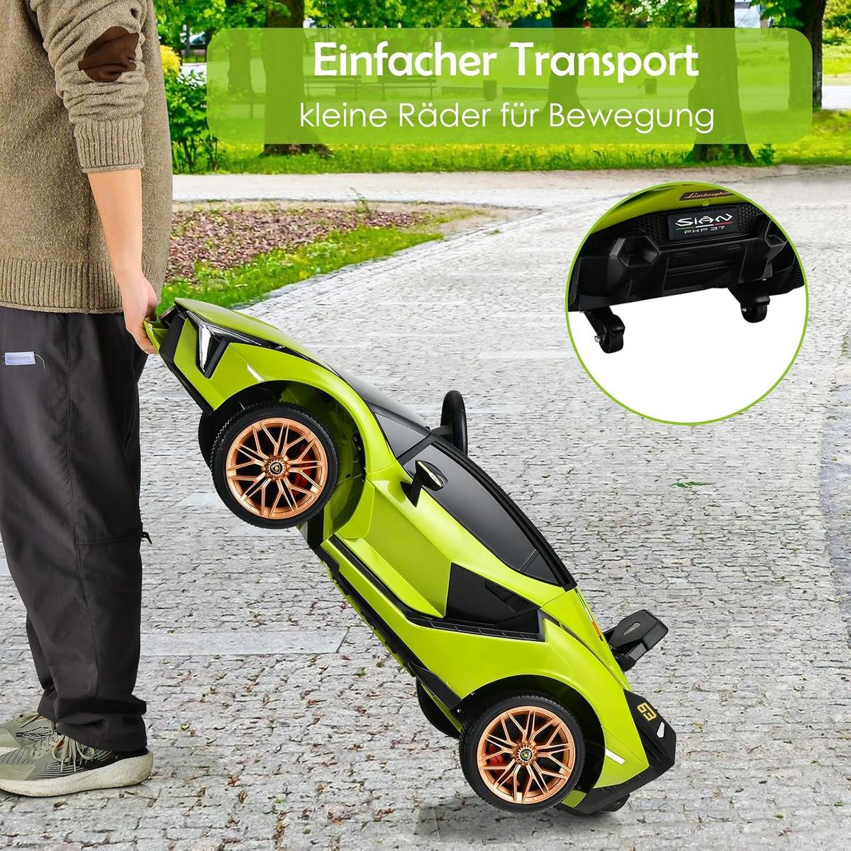 KINDERAUTO Lamborghini 12V Grün - Grün, Kunststoff (108/41/64cm) - COSTWAY