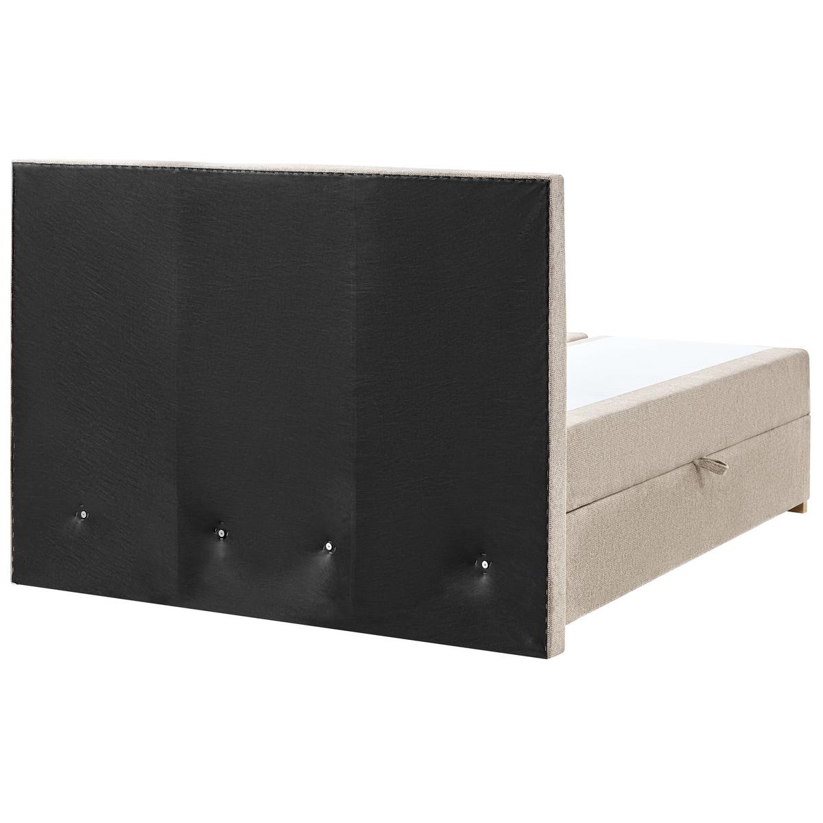 BOXSPRINGBETT mit Stauraum 140/200 cm Stoff Taupe Major - Taupe, Textil (140/200cm) - Beliani