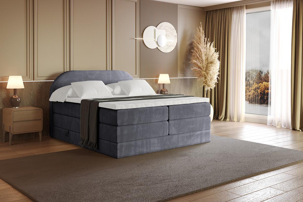 BOXSPRINGBETT mit Matratze und Lattenrost - NOX KING-140x200 - Dunkelgrau Casablanca - Dunkelgrau, Holzwerkstoff (140/200cm) - ALTDECOR