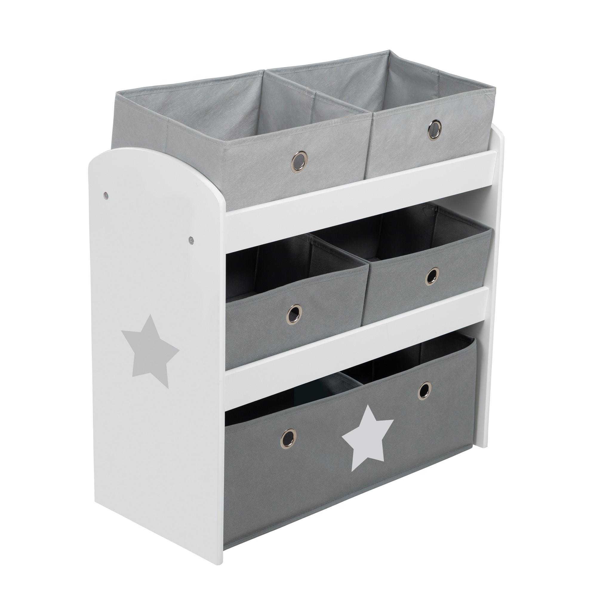 SPIELREGAL Stars - Grau, Holzwerkstoff (63.5/67/29.5cm) - Roba
