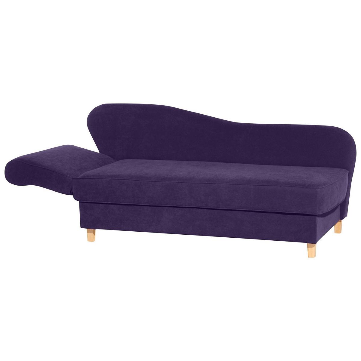 RECAMIERE mit Armteil links klappbar Katia Bezug Veloursstoff Buche natur / violett - Lila, Kunststoff (190/82/88cm) - 58aufmkessel