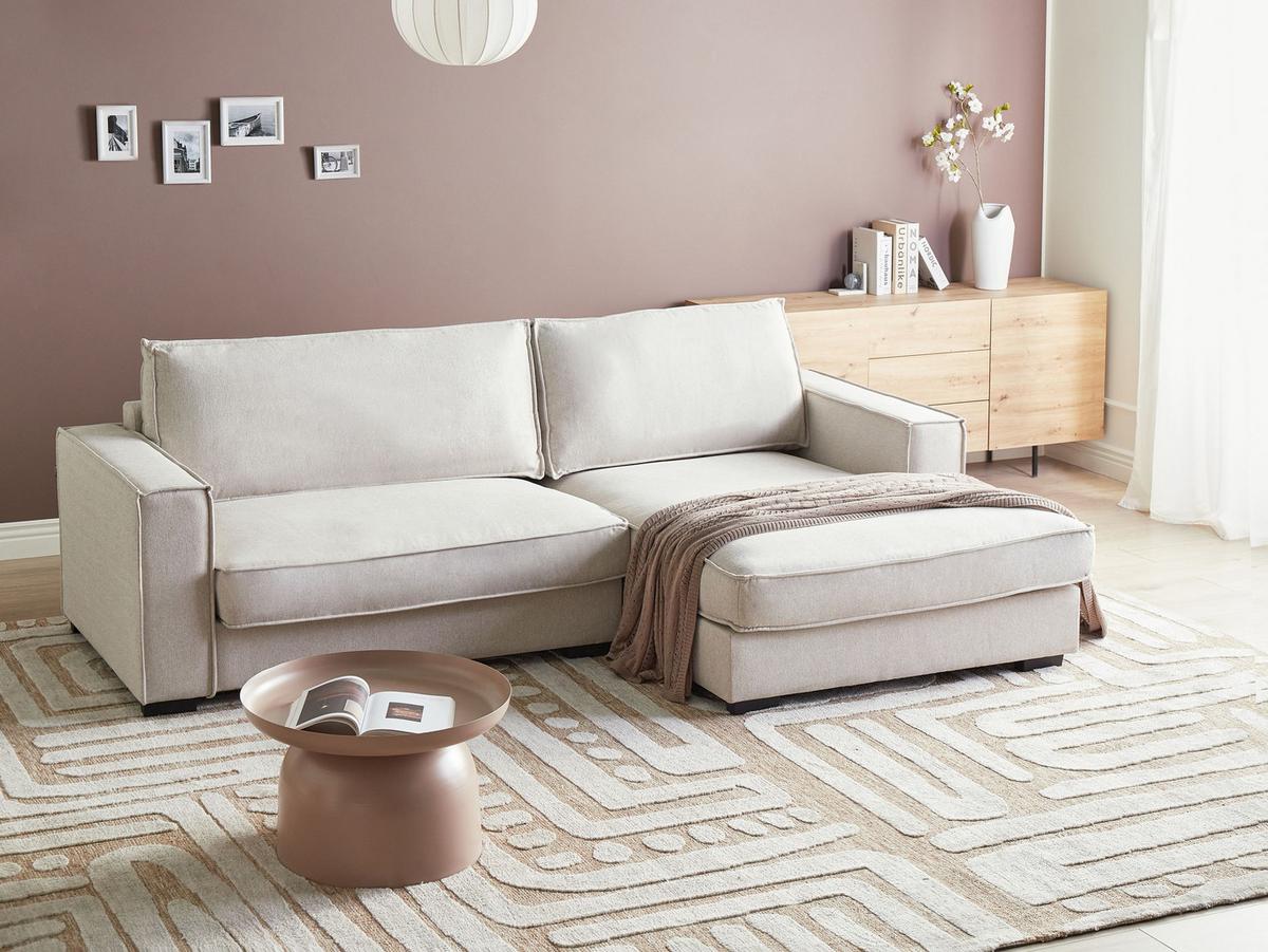 ECKSOFA Stoff Hellbeige linksseitig Renders - Beige, Textil (257/136cm) - Beliani