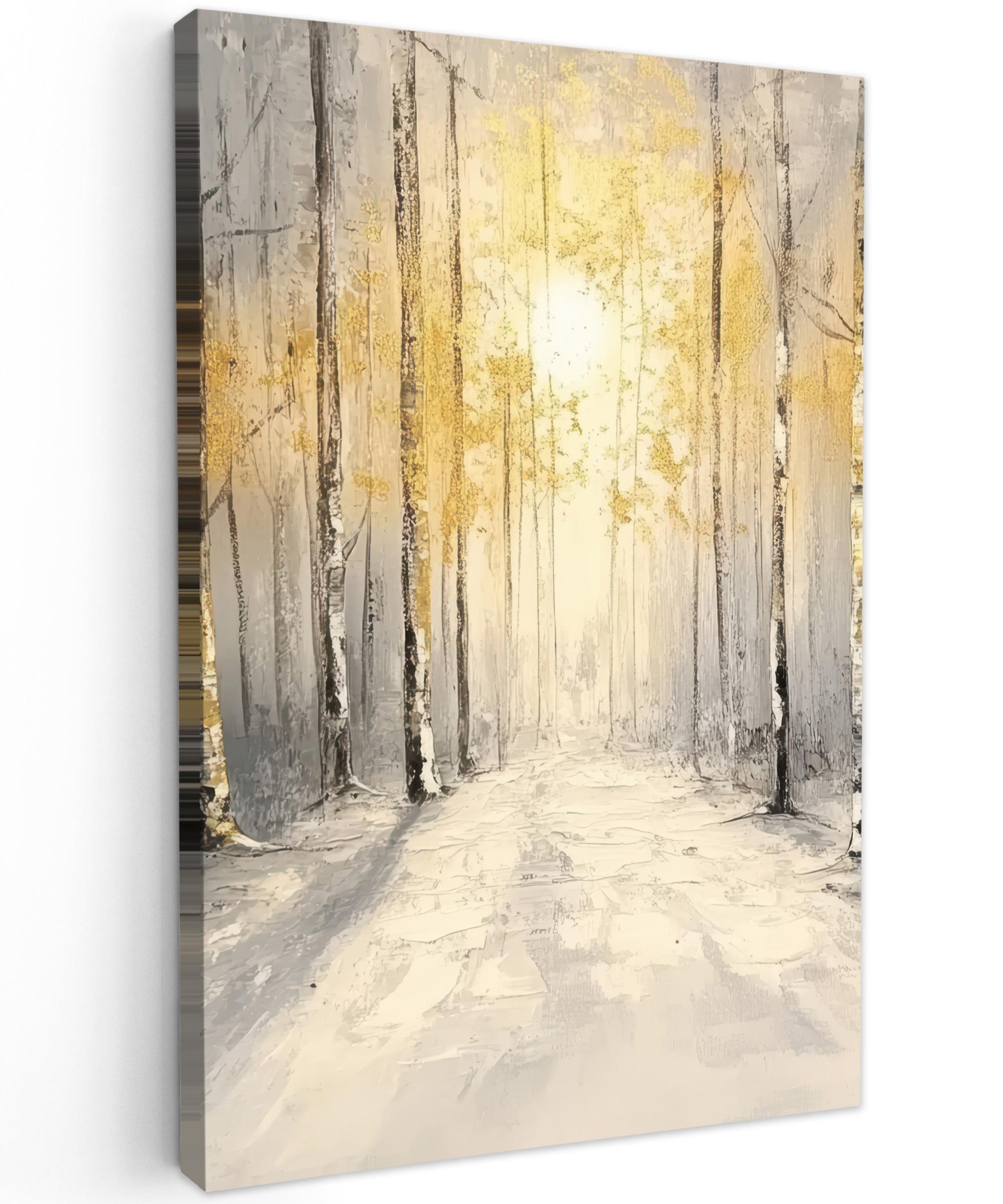 LEINWANDBILD Winter - Abstrakt - Schnee - Natur - Sonne Wanddeko Schlafzimmer 60x90 cm - Grau, Textil (60/90cm) - MuchoWow