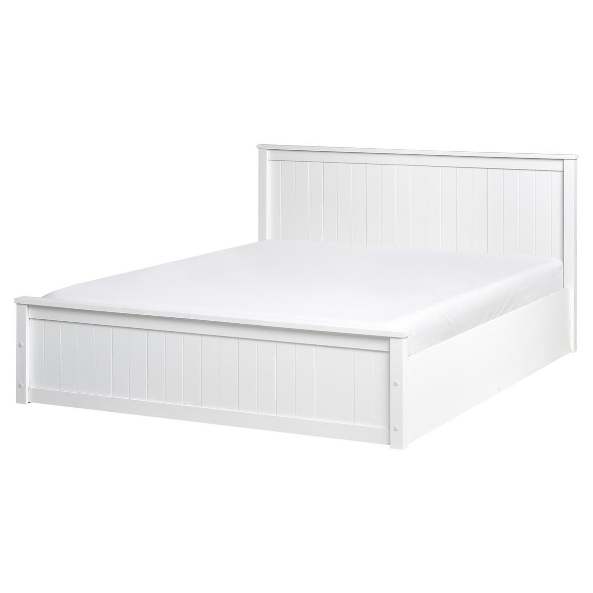 BETT mit Stauraum 160/200 Kiefernholz Weiß Lambres - Weiß, Holz (160/200cm) - Beliani
