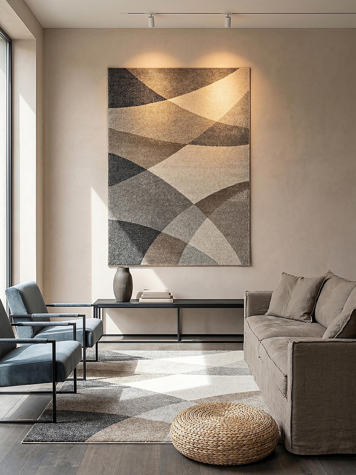 TEPPICH Niederflor Abstrakt THUR Polypropylen Grau 80 x 140 cm - Beige, Textil (140/200cm) - KADIMA DESIGN