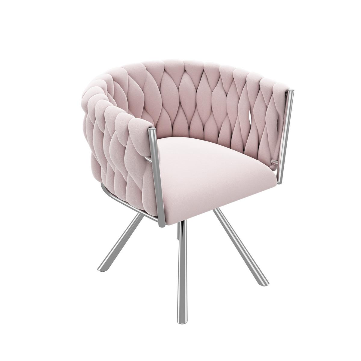 ESSZIMMERSTUHL 1St 360° Drehbar, Ergonomisch, Metallbeine - Pink, Textil/Metall (59/72/54cm) - Urban Meuble