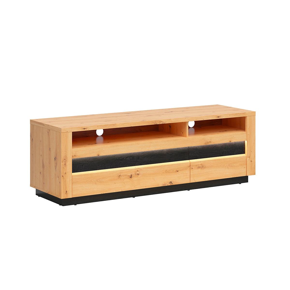 TV-MÖBEL Glenn Holz und Schwarz - Braun, Holzwerkstoff (161/53/48cm) - Petits-meubles