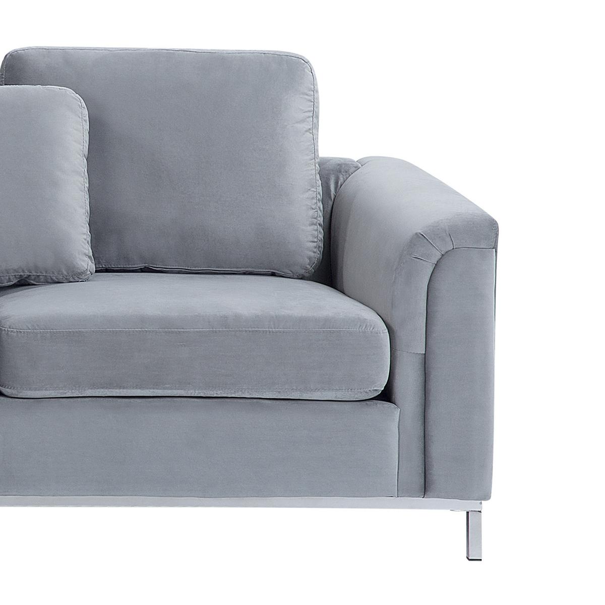 ECKSOFA Samtstoff Grau linksseitig Oslo - Grau, Textil (270/151cm) - Beliani
