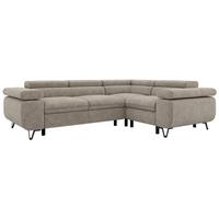 ECKSOFA ORSO L Greige Stukture - Rechts Seite - Greige/Schwarz, Textil/Metall (268/197cm) - MKS