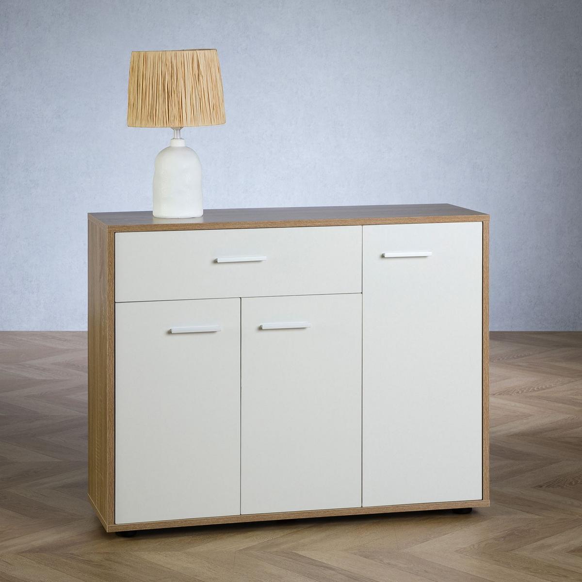 KOMMODE ESTELLE Sonoma Eiche/weiß - Weiß/Sonoma Eiche, Holzwerkstoff (88/70/30cm) - CARO-Möbel