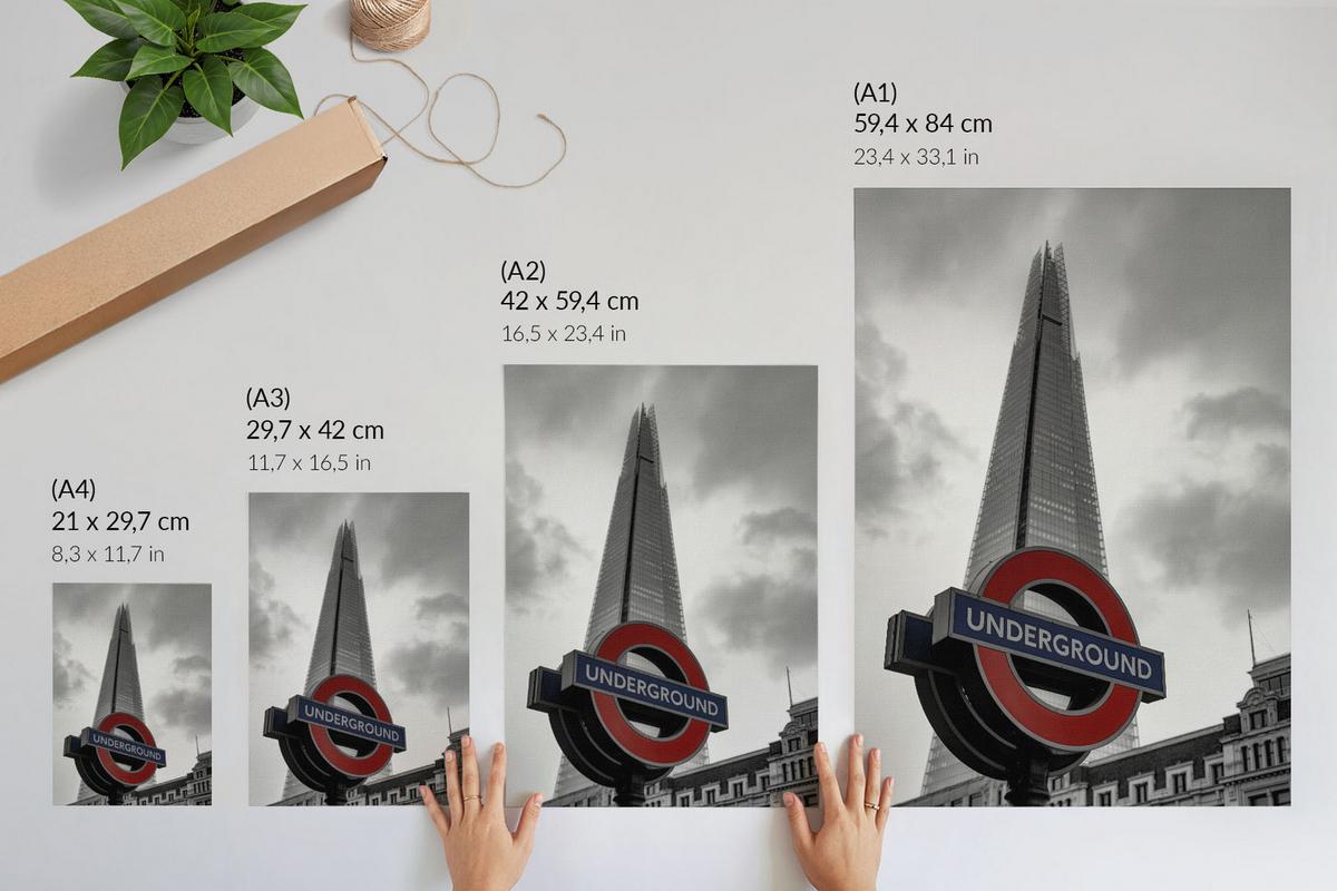 POSTER - 21x29 cm - Kateko - Londoner U-Bahn - Grau, Textil (21/29.7/0.1cm) - TULUP