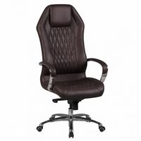 CHEFSESSEL Echtleder mit Multiblockwippmechanik, Lendenwirbelstütze und Aluminiumfußkreuz MILANO, Braun 70x67x136 cm - Silberfarben/Braun, Leder/Metall (70/136/67cm) - KADIMA DESIGN