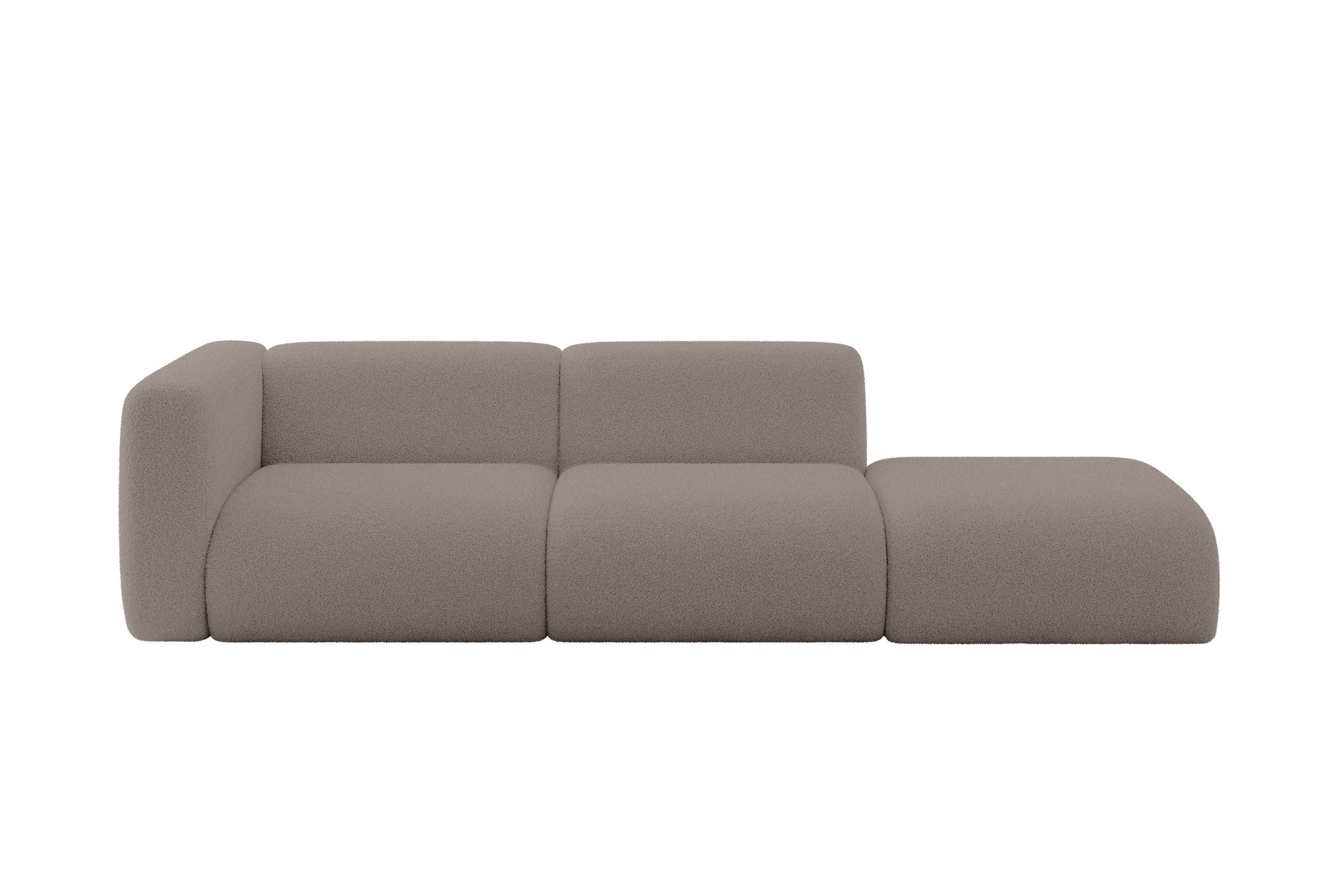SOFA Ottomane Links MIRA-S3 296x89x70 Braun Bouclé - Dunkelbraun/Schwarz, Holzwerkstoff/Kunststoff (296/70/89cm) - ALTDECOR